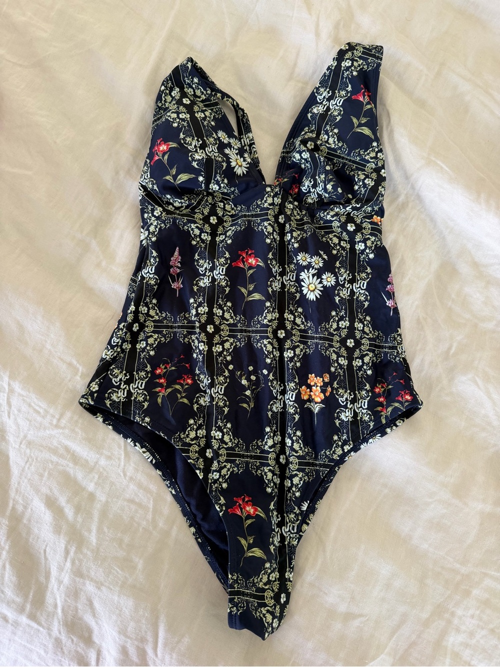 Agua Bendita x Target Navy Floral One-Piece Swimsuit